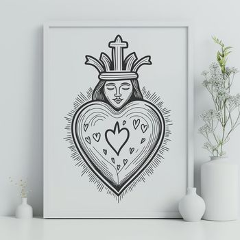 Religious symbol of the Sacred Heart in vector format, ideal for clip art designs.