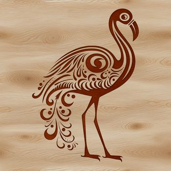 A simplified illustration of a flamingo standing on one leg, suitable for vector graphics design.