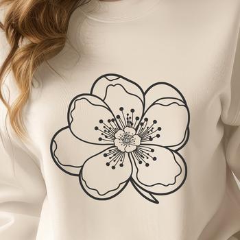 A detailed illustration of a cherry blossom flower in bloom, suitable for digital designs and cutting projects.