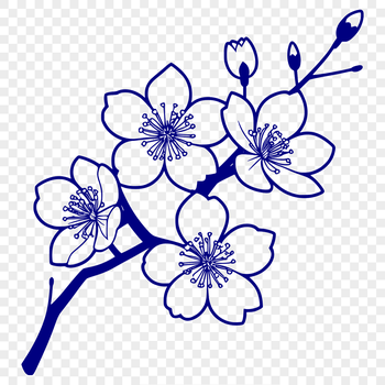 A stylized illustration of a cherry blossom plant in bloom, suitable for vector design and cutting machine projects.