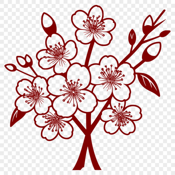 A stylized illustration of a cherry blossom tree in bloom, suitable for vector graphics designs.