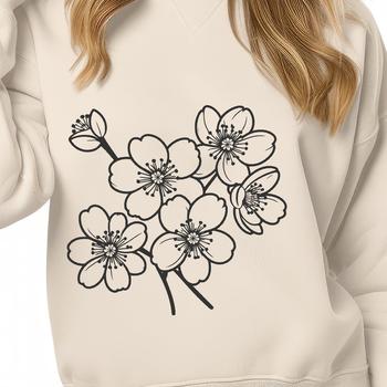 A delicate pink cherry blossom flower with five petals in full bloom.