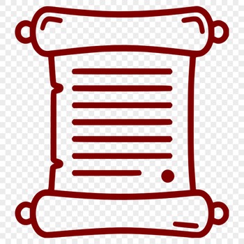 A decorative illustration of an academic scroll with parchment texture.