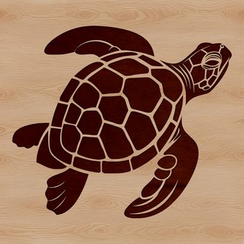 Illustration of a sea turtle in a seaside habitat.
