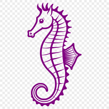 A stylized illustration of a seahorse swimming underwater, suitable for digital design and cutting machine projects.