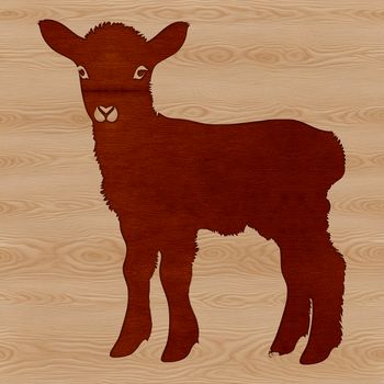A simple illustration of a white sheep standing on a green meadow.