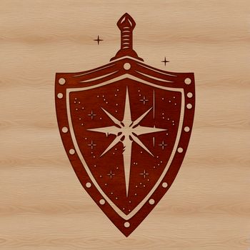 A decorative shield design suitable for vector graphics and cutting machines.
