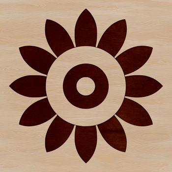 An illustration of a single sunflower plant in a garden setting, featuring a bold vector design.