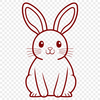 SVG illustration of a sitting rabbit in full body pose with detailed design.