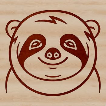 An SVG illustration of a sloth's head in vector design format.