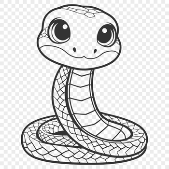 An outline vector art representation of a reptile with snakeskin texture and patterns.