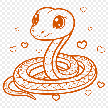 Snake icon in vector format with hearts surrounding it