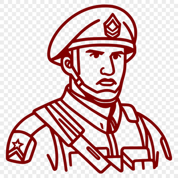 A detailed illustration of a male soldier in uniform.