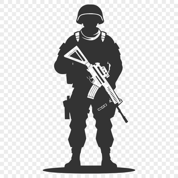 A vector illustration of a male soldier in military attire.