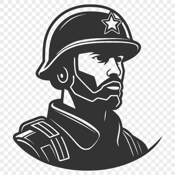 A professional male soldier depicted in a neutral pose, suitable for vector art and design applications.