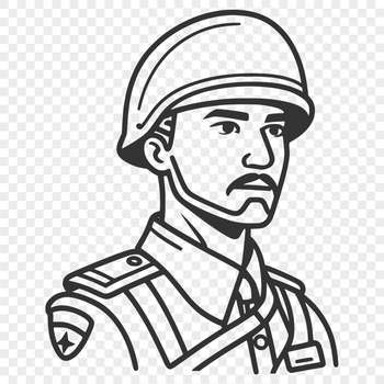A digital illustration of a man in military attire, suitable for commercial or personal projects requiring vector art.