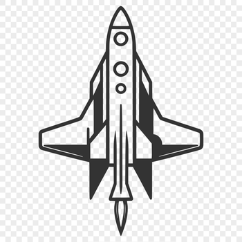 Vector illustration of a futuristic spaceship in orbit around Earth.