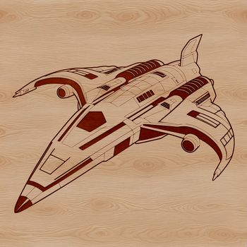 A futuristic spaceship designed with scalable vector graphics, ideal for various cutting machines and laser cutters.