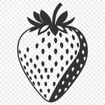A red strawberry with green leaves, ideal for vector art designs and cutting machine projects.