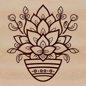 A vector graphic representation of a desert succulent plant with a minimalist design.