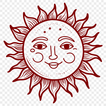 A simple illustration of the sun with radiant beams, suitable for various design applications.