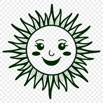 A stylized illustration of the sun with rays and heat lines.