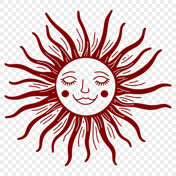 A graphic illustration of the sun with bold lines and vibrant colors, suitable for various digital designs.
