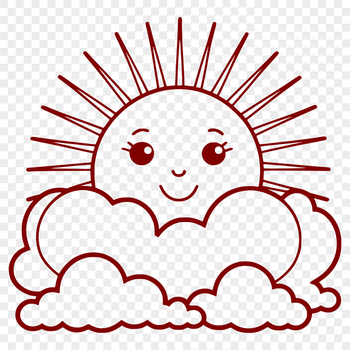 A vector illustration of the sun in the sky, suitable for graphic design and commercial or personal use.