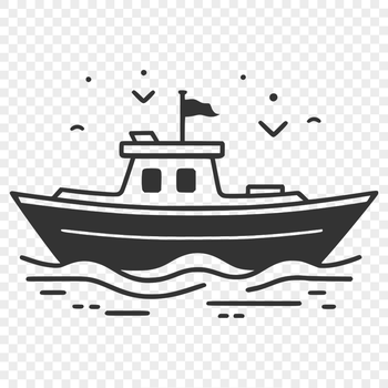SVG boat illustration designed for cutting machines like Cricut or laser cutters.
