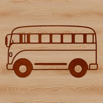 A stylized illustration of a bus for graphic design and printing purposes.
