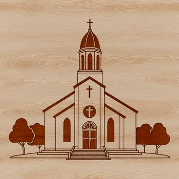 A digital illustration of a traditional Baptist church with a simple design.