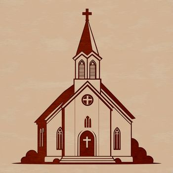 A stylized illustration of a traditional church with a simple design, suitable for vector graphics and cutting machines.