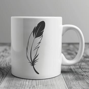 An illustration of a single white bird's feather, created as a vector graphic for various uses.