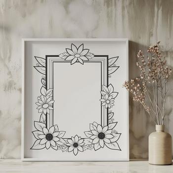 Vector graphic frame design for digital cutting machines like Cricut or laser cutter projects.