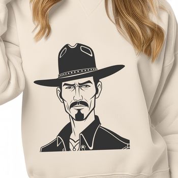 A digital illustration of a cowboy in a traditional western outfit, suitable for vector design and cutting machine projects.