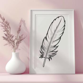 A high-quality vector graphic of a single feather in a stylized design.