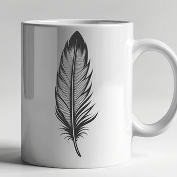 A high-quality SVG design of a single feather with precise lines and edges.