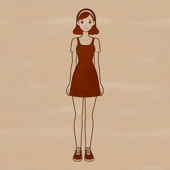 A young female character in a minimalist design, created as a vector graphic for digital use.