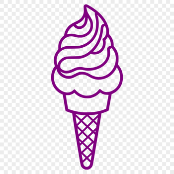 A colorful illustration of a scoop of ice cream on a cone, suitable for vector graphics.