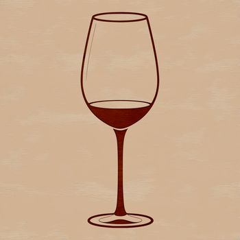 A red wine bottle in a glass on a wooden table.