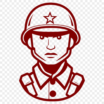 A military uniform-clad male figure in various poses.