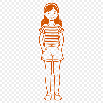 A young girl character in vector format, suitable for use in various design applications.