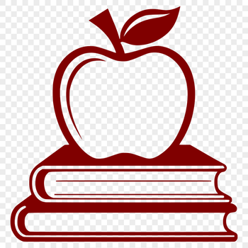 SVG design of a school textbook with an apple logo on the cover.