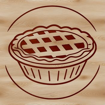 A simple illustration of a traditional fruit pie with a lattice crust.