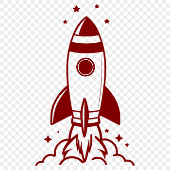 A futuristic spaceship with a metallic body and multiple engines, designed in vector art for digital cutting machines.