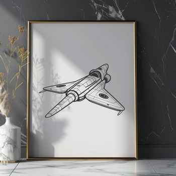 Illustrated spacecraft with detailed vector graphics