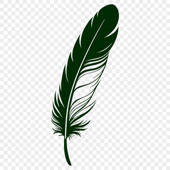 A single white feather with rounded edges in vector format.