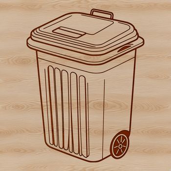 Vector illustration of a trash can with a lid, suitable for clip art and design projects.