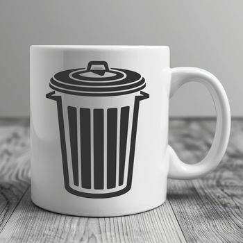 Illustrative trash can icon in vector format.