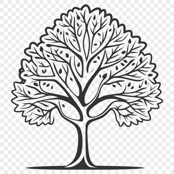 A simple line art illustration of a single tree with a minimalist design.